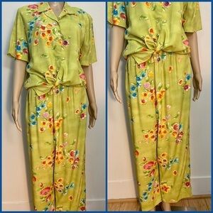 Vintage 80’s Lindsey Scott Tropical Floral Pant Outfit Made USA Vacation